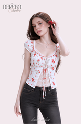 Red Rose Lace Layered Blouse
