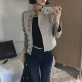 Gashu Napoleon-style buttoned semi-high neck transitional autumn jacket