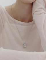 26SS★ [Premium Plating] Volume Square AB TAG Necklace
