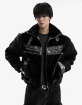 Winter Fur Leather Shearling + Deep Black Knit