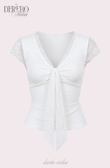 Hayley Lace White Short Sleeve T-shirt