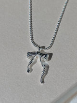 silver925 ribbon ball necklace