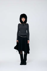 MUREN SHIRRING TOP / CHARCOAL