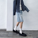 Washed Distressed Wide Shorts