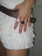  Sewing Button Ring (Heart, Pink) 