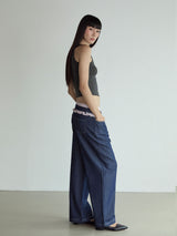 Frill Block Pants_Deep Blue