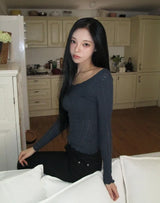 Sable Punched V-Neck Knit