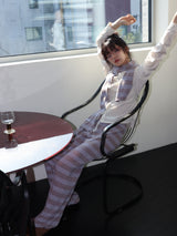 ストライプニットパンツ (パープル)