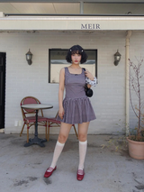 GINGHAM CHECK RIBBON MINI DRESS