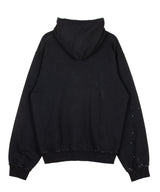 カットダメージウォッシングフードジップアップ [ BLACK ]