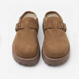 Buckle Round-Toe Clogs Camel