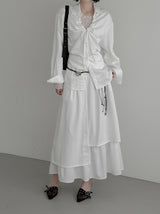 Celine Layered Unbalanced Long Skirt