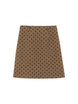 camel brown wool dot midi skirt
