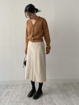 Corduroy pleated banding skirt