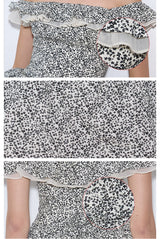 rirri 2025 Spring-Summer New Arrival Textured 100% Cotton Floral Dress - Adjustable Off-Shoulder Neckline & Waist Tie Detail