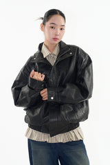 Glow oversized leather jakcet
