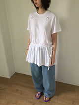 Eyelet Ruffle Crewneck T-Shirt (3color)