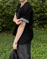 Moment Check Roll-Up Short Sleeve Cardigan