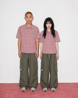 ハーフクロップチェックシャツ (RED)