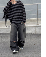 Limit destroyed wide denim pants