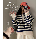 Dela Warmer Color Hooded Button Dangora Knitwear