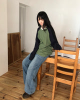 セグ コントラスト ラグラン ロングスリーブTシャツ