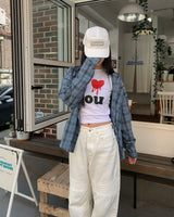 (Unisex)デストロイドチェックシャツ