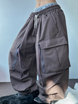 ジッパーカーゴ🤐キーリングカーゴバルーンオーバーパンツ 🧸🧇🩶🖤4カラー