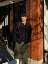 City wool one tuck wide pants