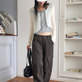 ドープシースルーVネッククロップドストリングボレロカーディガン