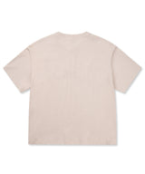 ミリタリーエンブレムヘンリーネッククロップドTシャツ - ベージュ