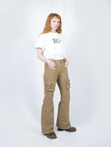 Curved Cargo Flare Pants (Beige)