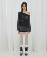 DRAWING STRIPE OFF-SHOULDER (BLACK) F26QB044