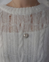 [925SILVER] CUSHION HEART RIBBOON NECKLACE