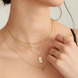 [Worn by IVE Ahn Yujin] Evil Eye Square Mother-of-Pearl 925 Silver Necklace N030-02G