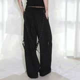 X Strap Wide Pants - BLACK