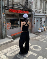 (Unisex) ボタンナイロンパンツ