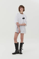 MELTING CHERRY PIGMENT WASHING T-SHIRT - WHITE  