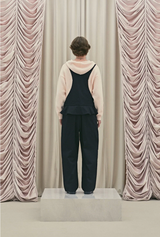 Frill baggy overalls - black