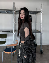 [U-BASIC] キャップスリーブクロップ半袖