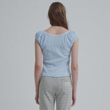 Puff U-neck T-shirt (Blue)
