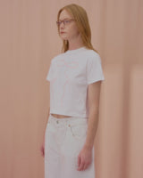 ウェーブパールリボンクロップTシャツ-WHITE