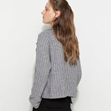 High-Neck Cardigan Grey
