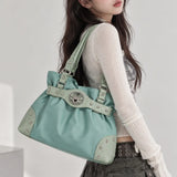 Vintage Studded Patchwork Tote Bag