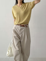 121 One Tuck Cotton Wide Pants