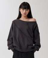 CUT OFF ONE SHOULDER SWEATSHIRT