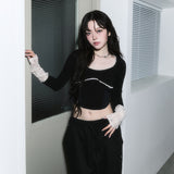 (2nd reorder) corset stud long sleeve - black