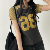 Info Color Raglan Number Short Sleeve T-shirt