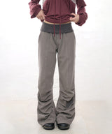 FOLDING SHIRRING PANTS - KHAKI GRAY