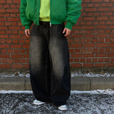Basic washing denim pants (dark black)